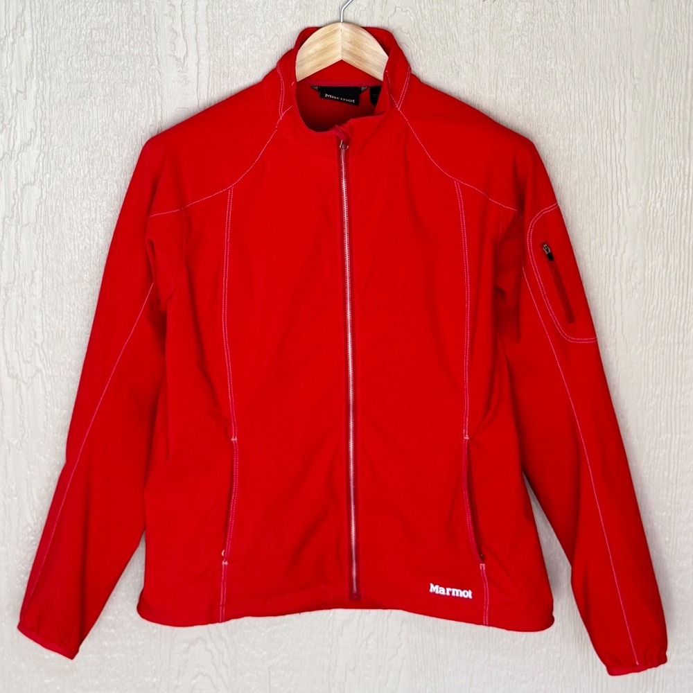 Marmot Womens Red Softshell Full Zip Jacket Outdoor Hiking Coat Large